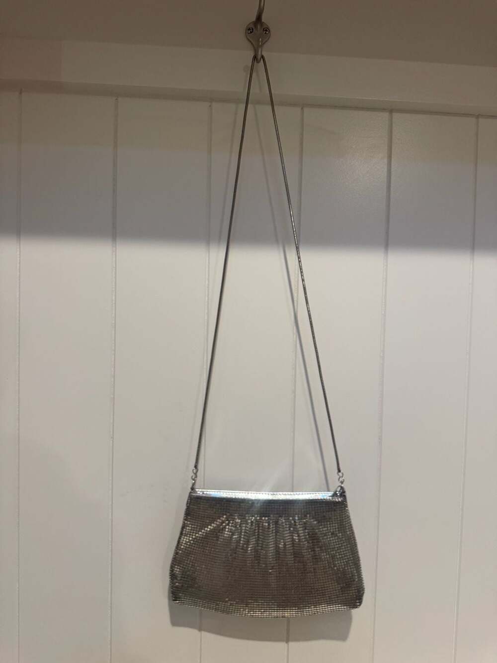 Vintage Silver Mesh Chainmail Evening Shoulder Bag Purse
